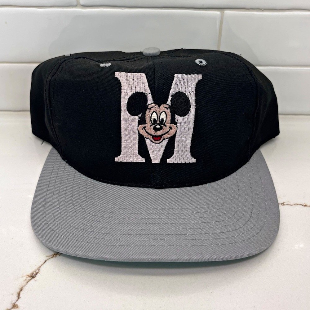 Mickey Mouse Vintage Disney SnapBack Hat Cap Walt Disney Company USA Black Grey